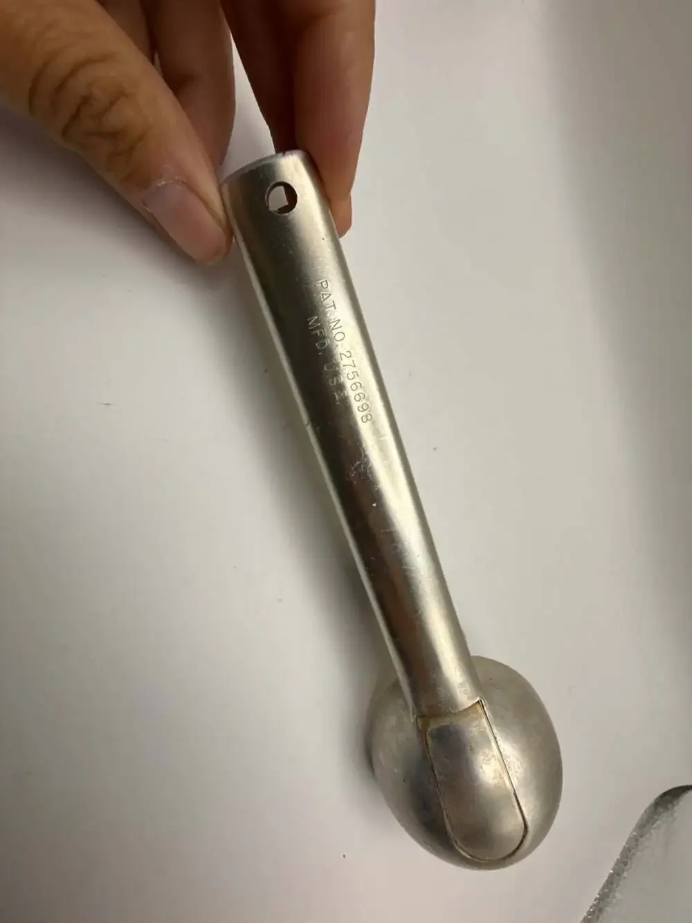 Vintage Aluminum Ice Cream Scoop with Thumb Lever Release (Pat. No. 2756698)
